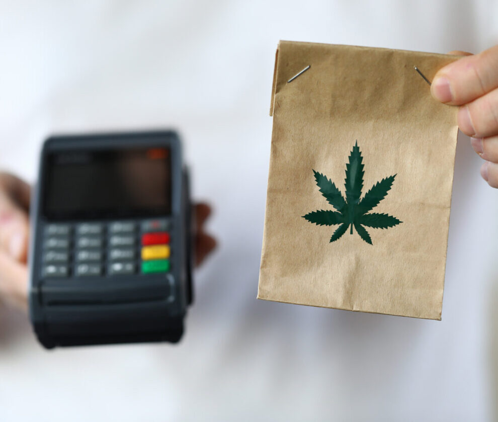 Package delivery with marijuana, payment terminal